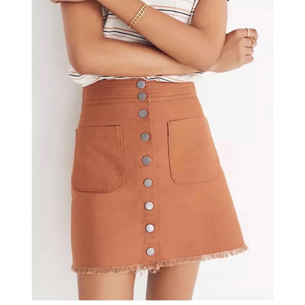 Madewell High-Waist Snap Skirt Brown EUC size 0